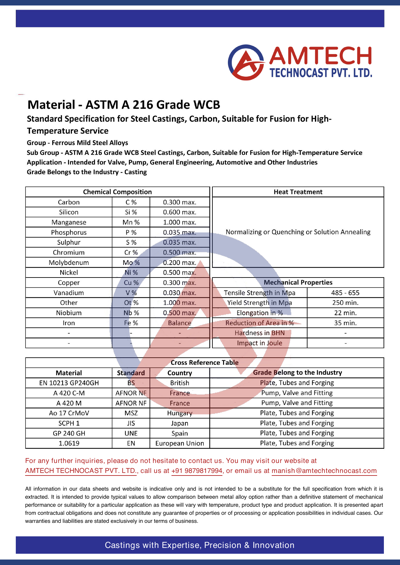 ASTM A 216 Grade WCB